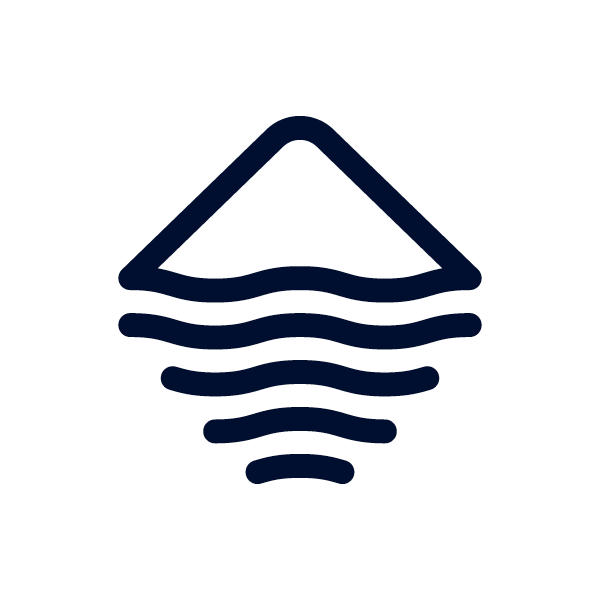 illustrated icon of a mountain and water